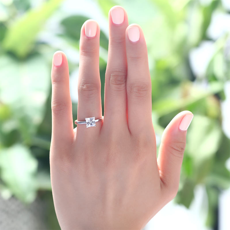 1 Carat Created Princess Diamond Engagement Sterling 925 Silver Ring XFR8025-1