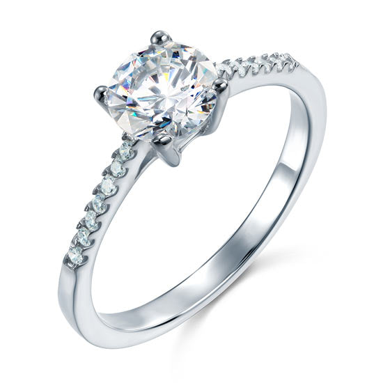 Created Diamond Sterling 925 Silver Engagement Ring XFR8030-0