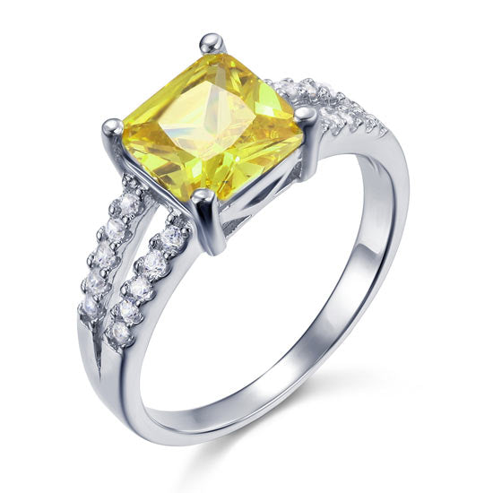 Yellow Canary Colour 2 Carat Created Diamond Sterling Silver 925 Ring XFR8033-0