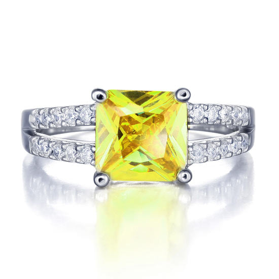Yellow Canary Colour 2 Carat Created Diamond Sterling Silver 925 Ring XFR8033-1