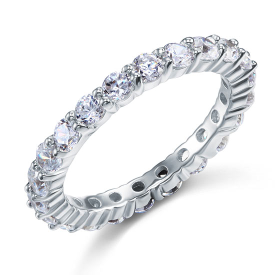 Solid 925 Sterling Silver Wedding Band Eternity Stacking Ring Jewelry Round Cut XFR8061-3