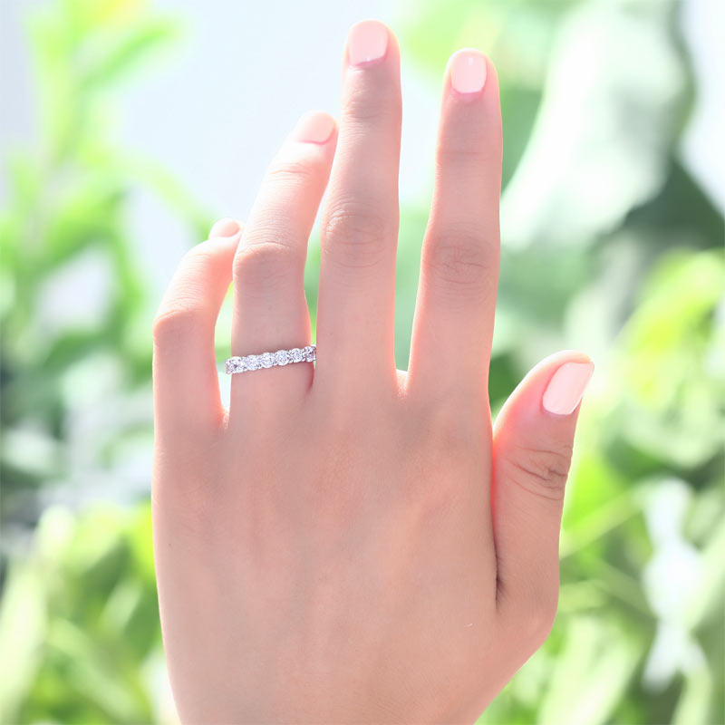 Solid 925 Sterling Silver Wedding Band Eternity Stacking Ring Jewelry Round Cut XFR8061-1