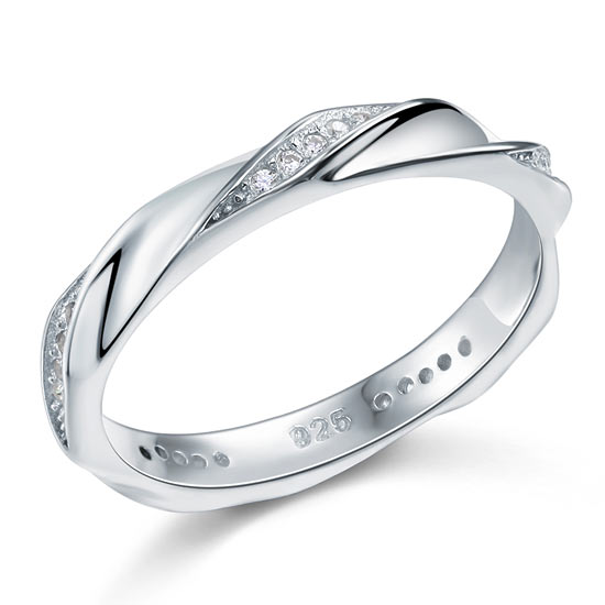 Created Diamond Solid Sterling 925 Silver Twist Ring XFR8064-4