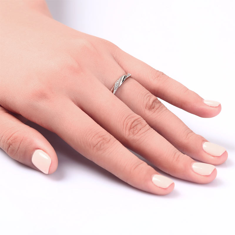 Created Diamond Solid Sterling 925 Silver Twist Ring XFR8064-1