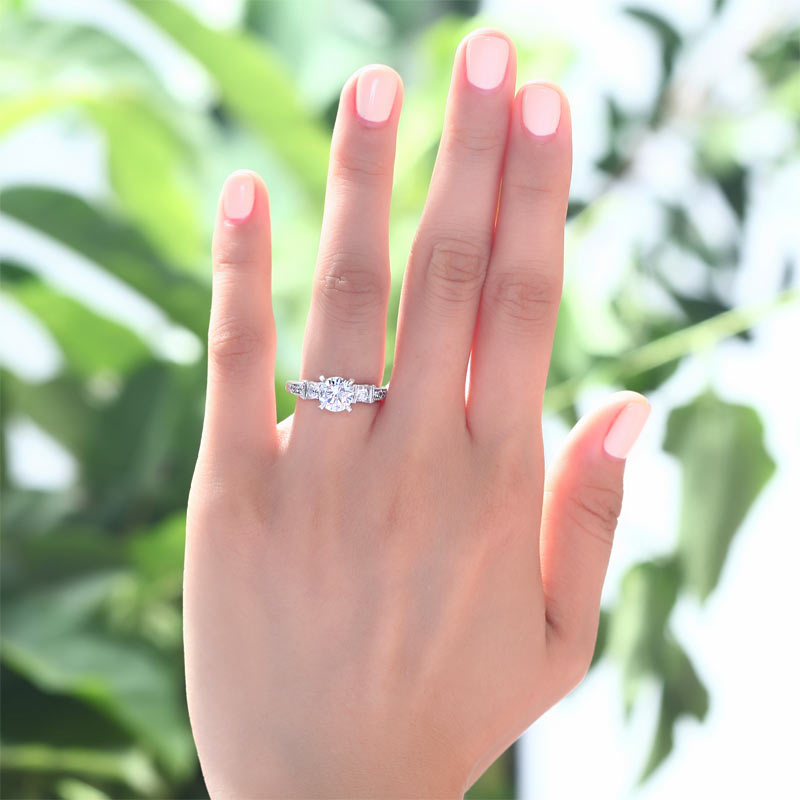 Vintage Style 1.25 Carat Created Diamond Solid 925 Sterling Silver Wedding Engagement Ring XFR8079-1