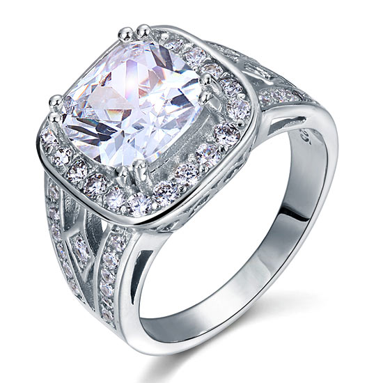 Art Deco Vintage Style 4 Carat Cushion Created Diamond Solid 925 Sterling Silver Wedding Engagement Ring XFR8091-4