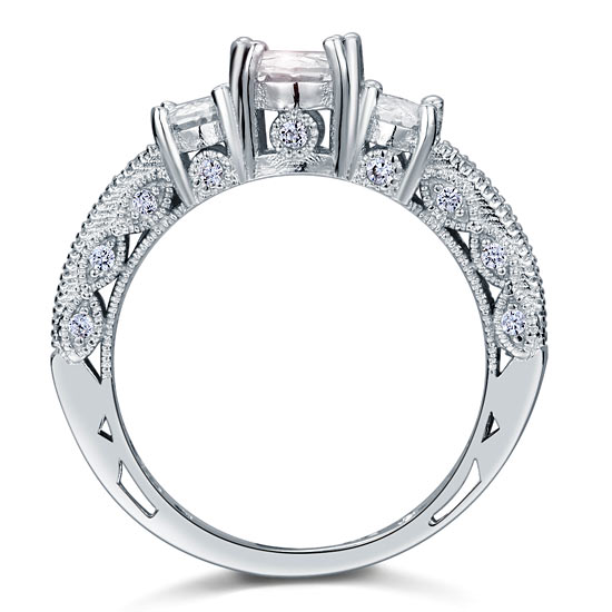 Vintage Style 2 Carat Created Diamond Solid 925 Sterling Silver Wedding Engagement Ring XFR8093-4