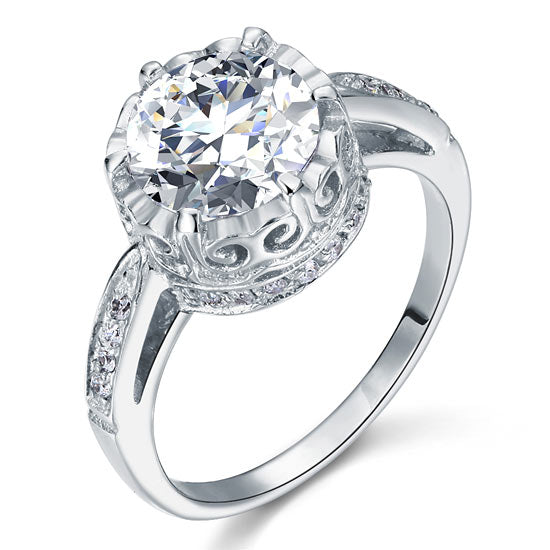 Vintage Style 2.5 Ct Solid 925 Sterling Silver Wedding Engagement Ring Jewelry XFR8094-3