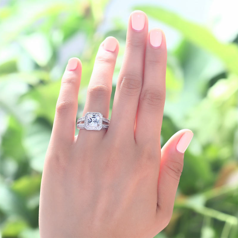 Vintage Style 1.5 Carat Created Diamond Solid 925 Sterling Silver Bridal Wedding Engagement Ring  XFR8111-1