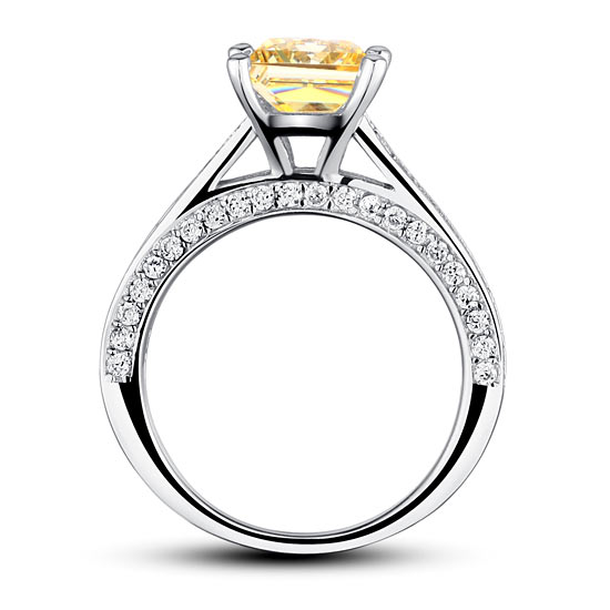 1.5 Carat Princess Cut Yellow Canary Created Diamond 925 Sterling Silver Wedding Engagement Ring XFR8194-3