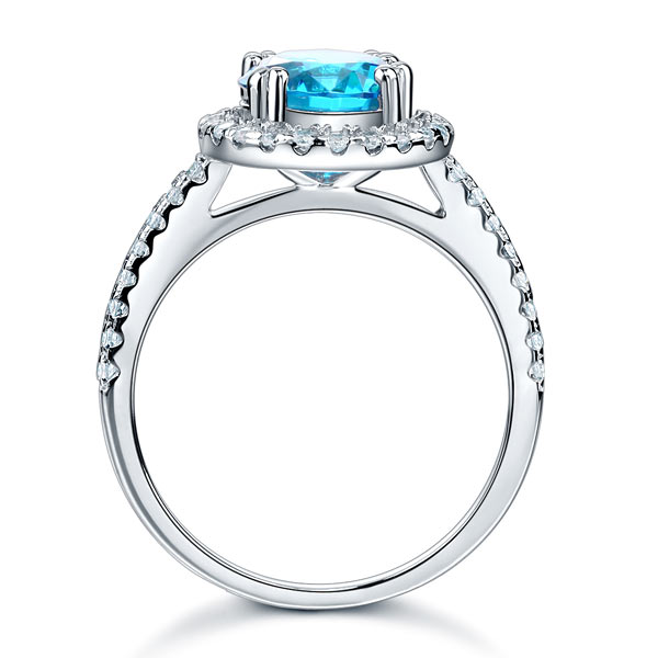 925 Sterling Silver Wedding Engagement Halo Ring 2 Carat Fancy Blue Created Diamond XFR8200-3