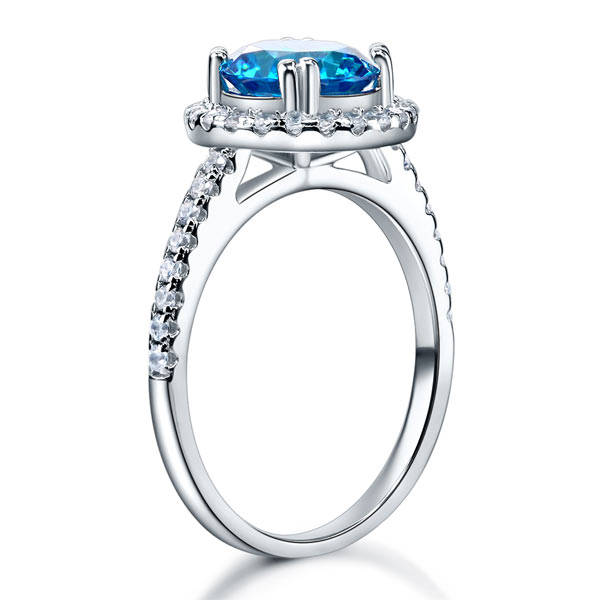 925 Sterling Silver Wedding Engagement Halo Ring 2 Carat Fancy Blue Created Diamond XFR8200-4