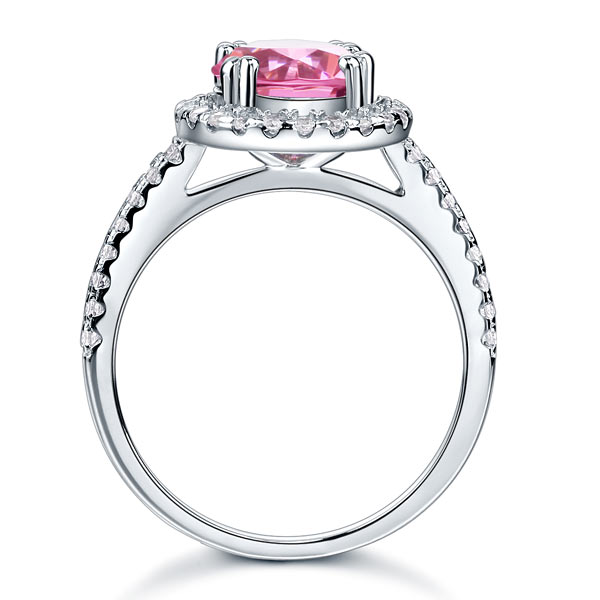 925 Sterling Silver Wedding Engagement Halo Ring 2 Carat Fancy Pink Created Diamond XFR8201-3