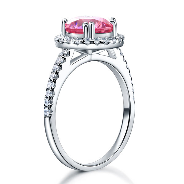 925 Sterling Silver Wedding Engagement Halo Ring 2 Carat Fancy Pink Created Diamond XFR8201-4