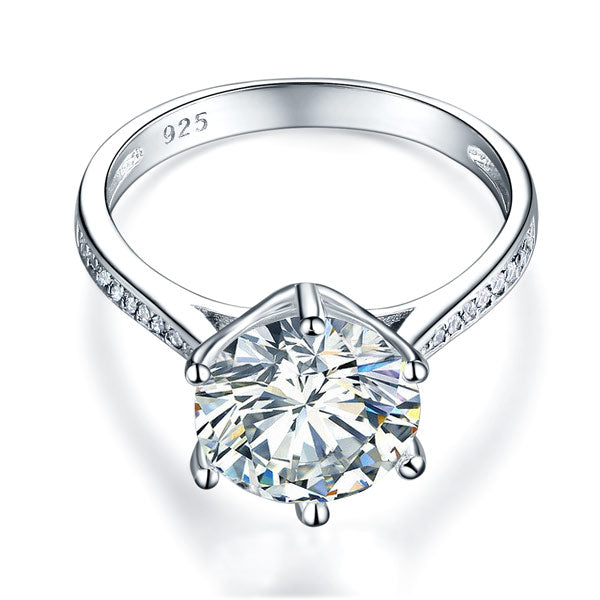 925 Sterling Silver Wedding Engagement Ring 3 Carat Created Diamond Jewelry XFR8209-4