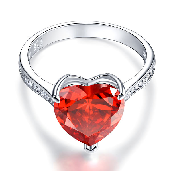 925 Sterling Silver Bridal Ring 3.5 Carat Heart Ruby Red Created Diamond Jewelry XFR8217-2