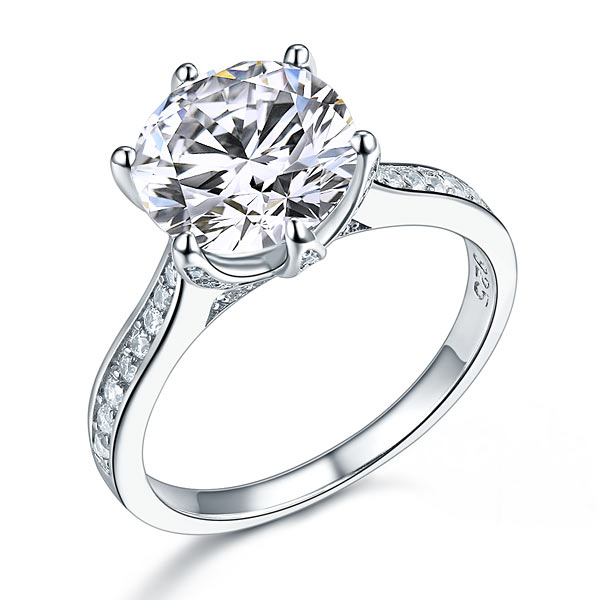 925 Sterling Silver Luxury Wedding Engagement Ring 3 Carat Created Diamond Jewelry XFR8228-0