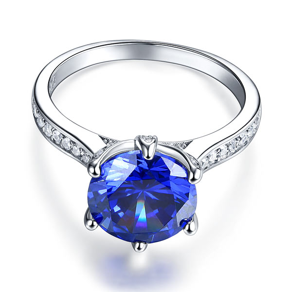 925 Sterling Silver Engagement Luxury Ring 3 Carat Blue Created Tanzanite Jewelry XFR8229-3