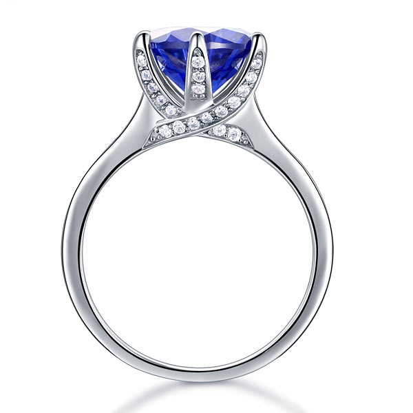 925 Sterling Silver Engagement Luxury Ring 3 Carat Blue Created Tanzanite Jewelry XFR8229-4