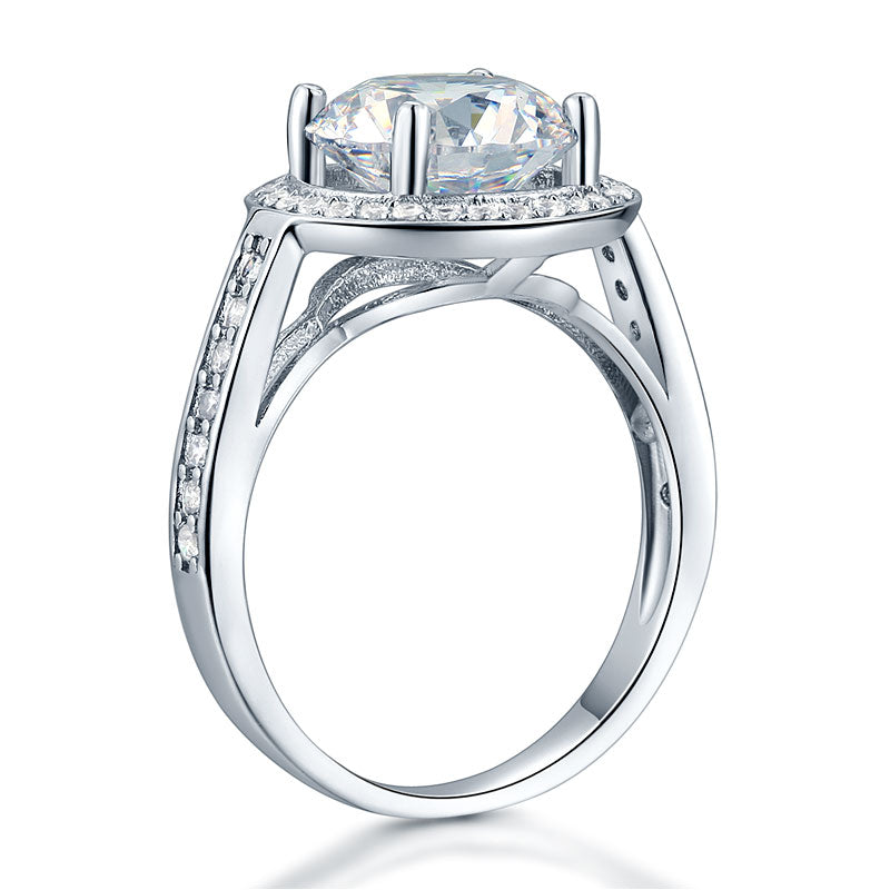 Luxury 925 Sterling Silver Wedding Anniversary Engagement Ring Halo 3.5 Ct Created Diamond XFR8235-2