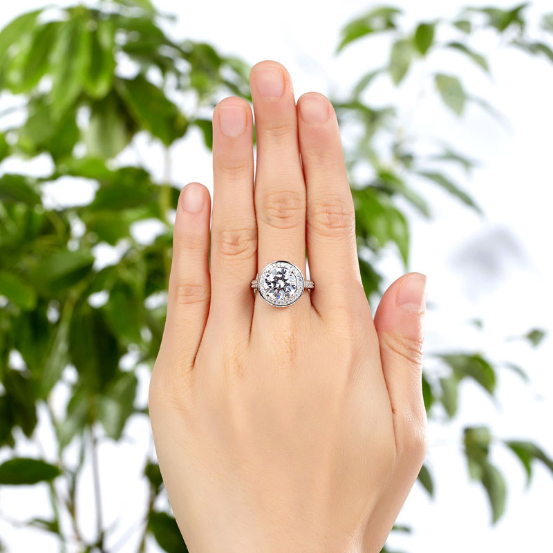 Luxury 925 Sterling Silver Wedding Anniversary Engagement Ring Halo 3.5 Ct Created Diamond XFR8235-1