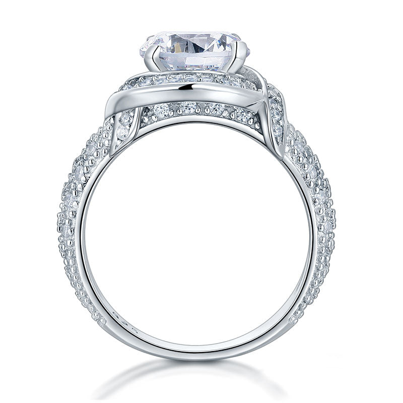 Vintage Style Art Deco 925 Sterling Silver Ring Promise Engagement XFR8238-4