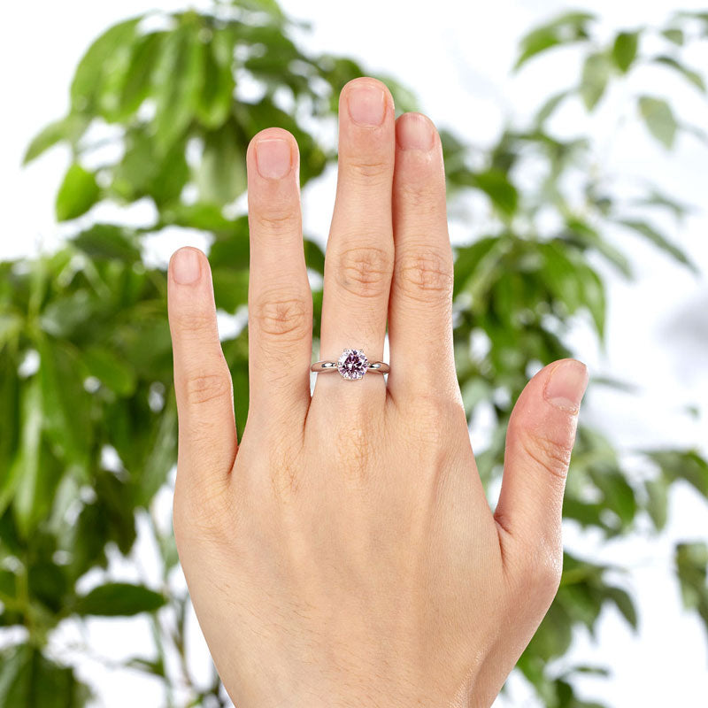 6 Claws Crown 925 Sterling Silver Wedding Promise Anniversary Ring 1.25 Ct Fancy Pink Created Diamond Jewelry XFR8262-4
