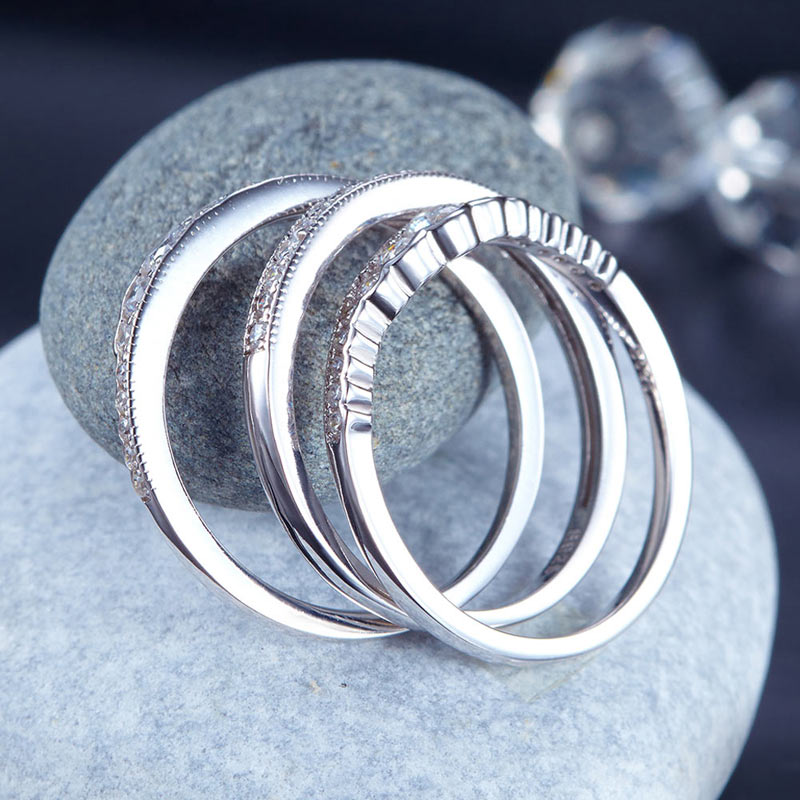 Solid 925 Sterling Silver Wedding Band Ring Set 3-Pieces Anniversary XFR8270-2