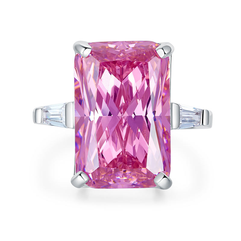 8.5 Carat Pink Created Diamante Stone Solid 925 Sterling Silver Ring Party Luxury Jewelry XFR8307-0