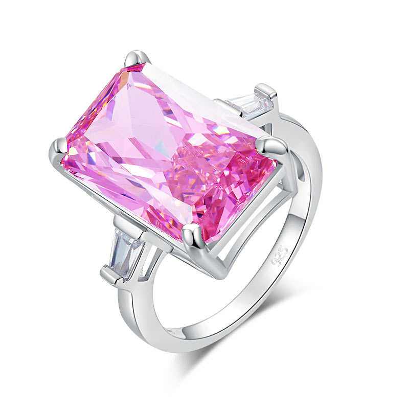 8.5 Carat Pink Created Diamante Stone Solid 925 Sterling Silver Ring Party Luxury Jewelry XFR8307-2