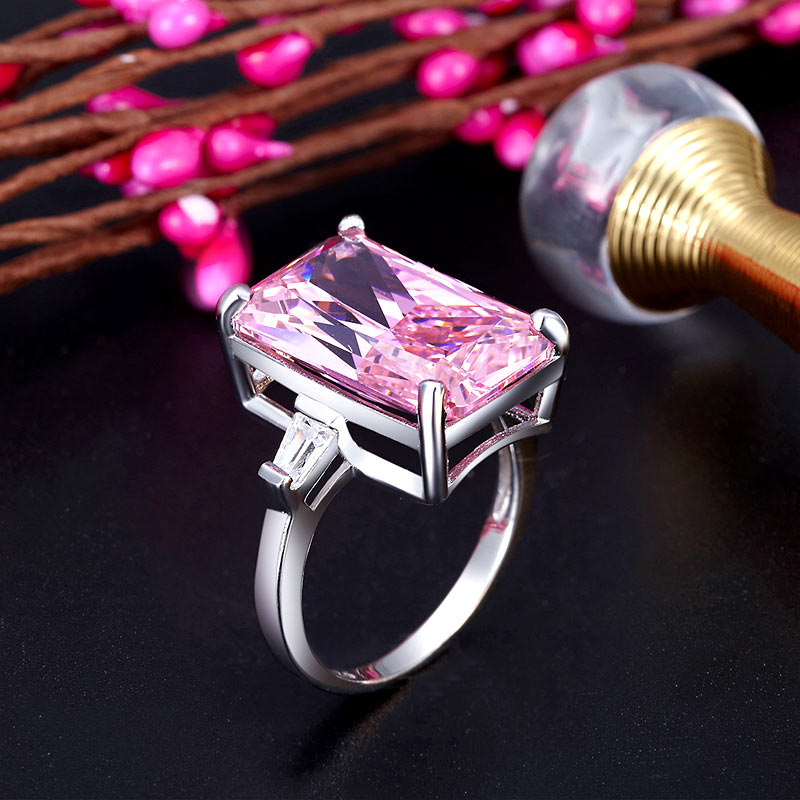8.5 Carat Pink Created Diamante Stone Solid 925 Sterling Silver Ring Party Luxury Jewelry XFR8307-1