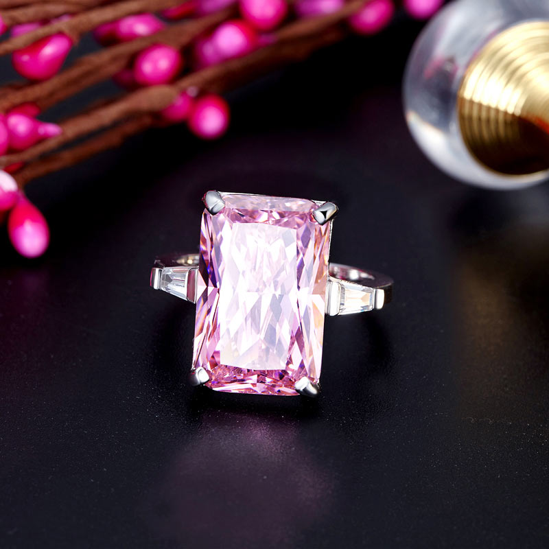 8.5 Carat Pink Created Diamante Stone Solid 925 Sterling Silver Ring Party Luxury Jewelry XFR8307-3