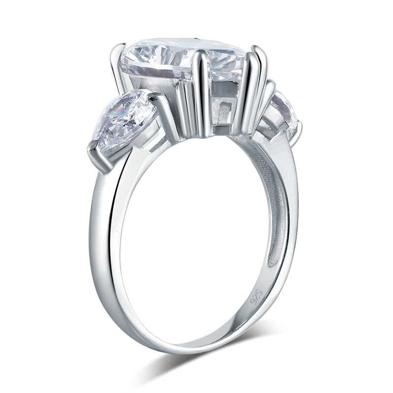 Pear Cut 4 Carat Solid 925 Sterling Silver Ring Three-Stone Pageant Luxury Jewelry XFR8308-4