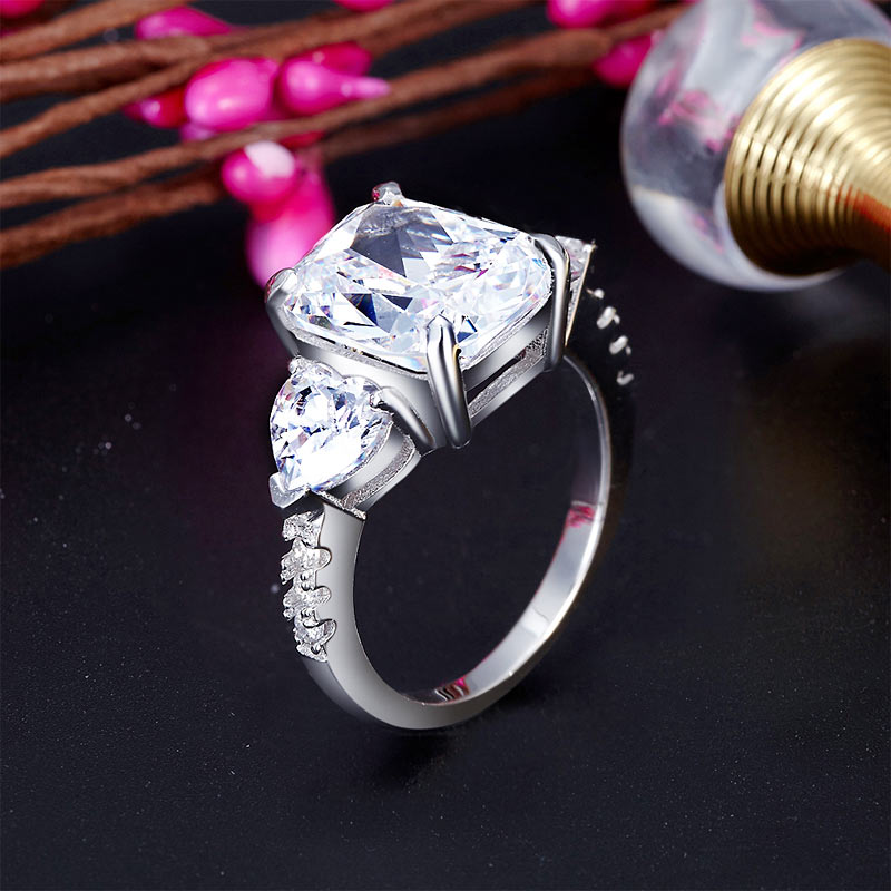 5 Carat Solid 925 Sterling Silver Ring Three-Stone Pageant Luxury Jewelry XFR8311-1