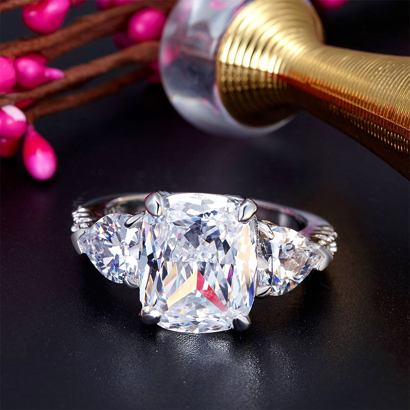 5 Carat Solid 925 Sterling Silver Ring Three-Stone Pageant Luxury Jewelry XFR8311-3