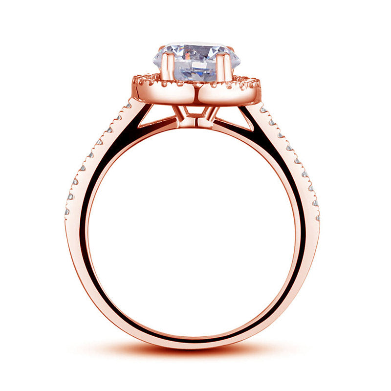 925 Sterling Silver Wedding Engagement Rose Gold Plated Ring Created Diamond-4