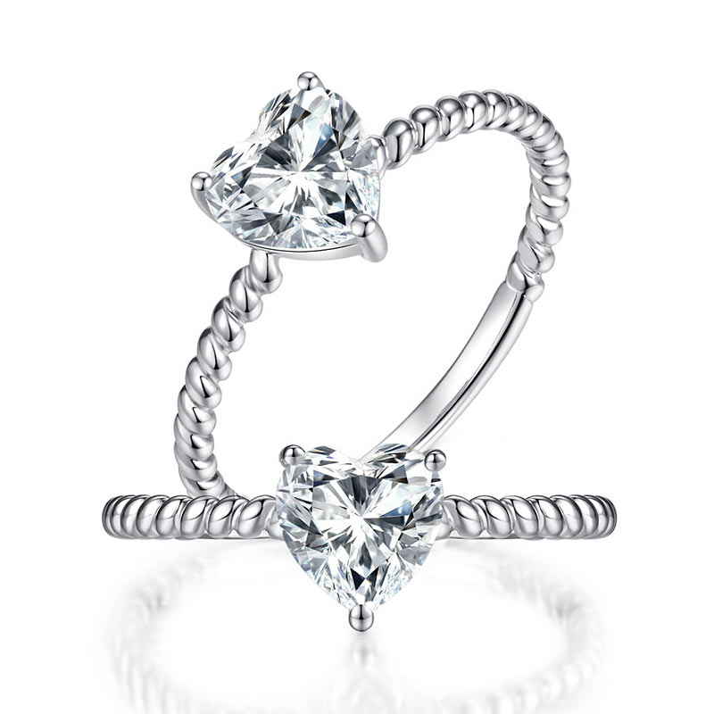 Heart 1 Carat Moissanite Diamond Ring Engagement 925 Sterling Silver MFR8345-0
