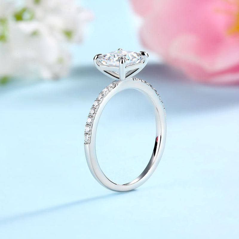 Princess Cut 1 Carat Moissanite Diamond  Ring Set (1 pcs / 2 pcs) 925 Sterling Silver MFR8365-5