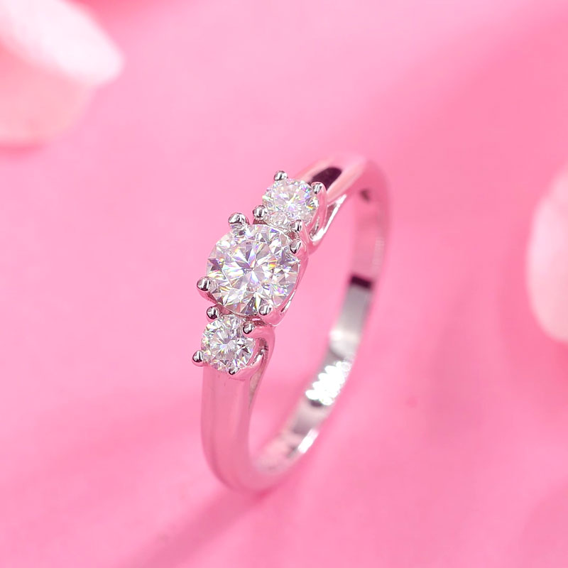 Three Stone Moissanite Diamond Wedding Band 925 Sterling Silver Ring MFR8373-3