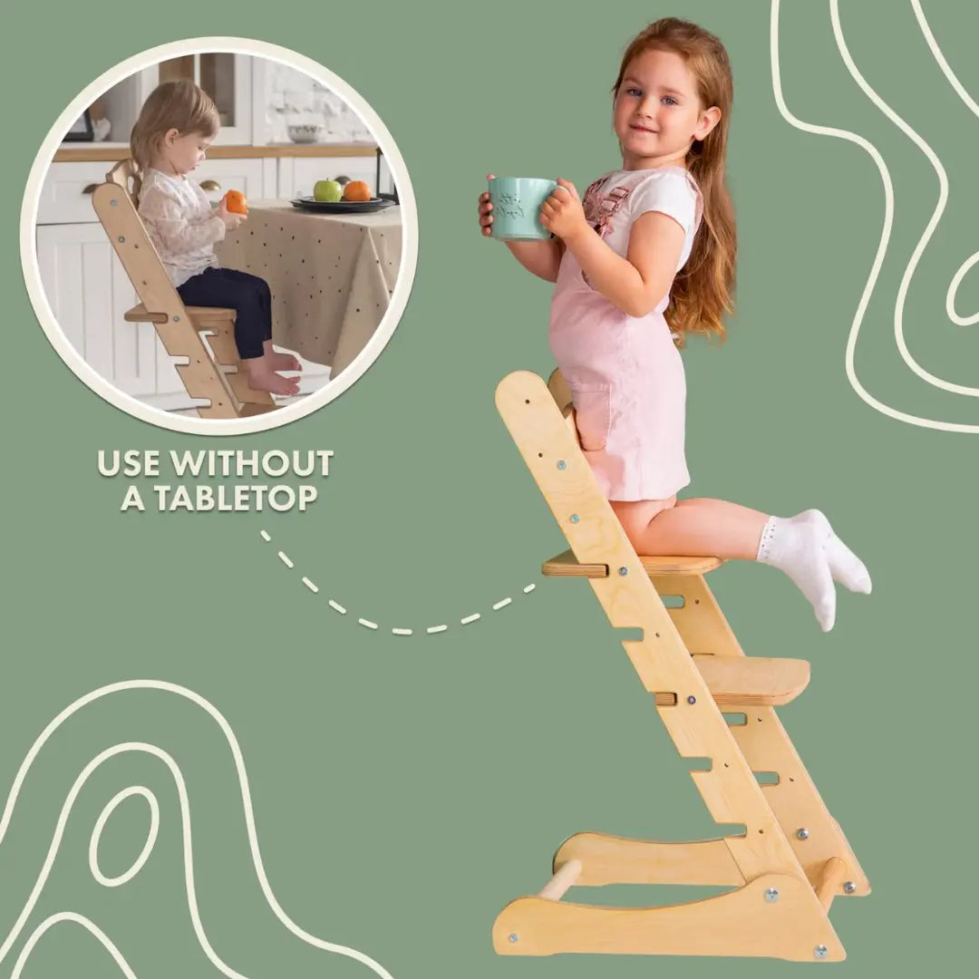 Growing Chair for Kids - Kitchen Helper with Tabletop – Beige-3