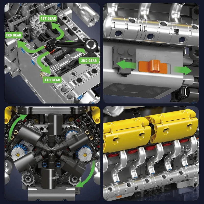 Motorised Italian Bull V12 Engine 1259pcs-3