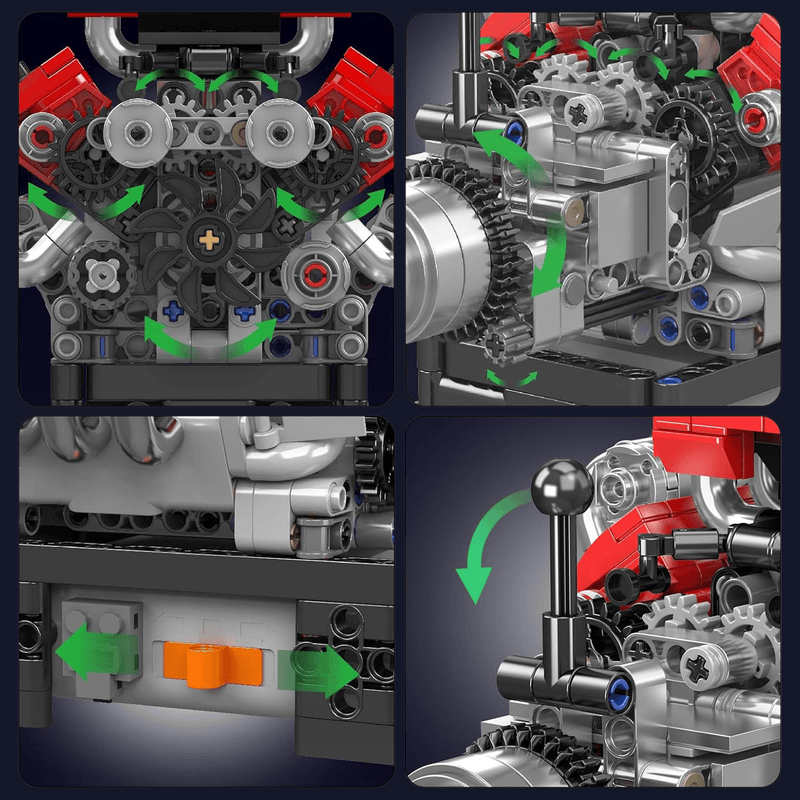 Motorised Italian V8 Engine 749pcs-3