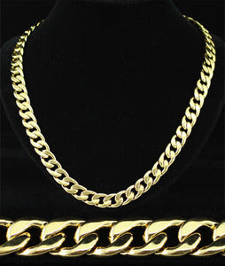 24" x 11 mm Hip Hop 18K Gold Plated Curb Links Mens Necklace MN052-0