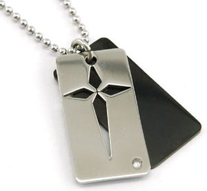 2 Tone Gothic Cross Solid Stainless Steel Mens Pendant Necklace MP108-0