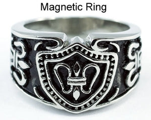 Vintage Gothic Cross Design Magnetic Therapy Stainless Steel Mens Ring MR103-0