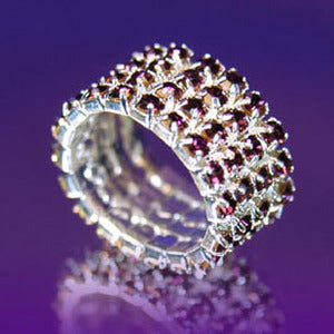 4 Row Purple Stretch Bridal Fashion Rhinestone Ring XR916-0