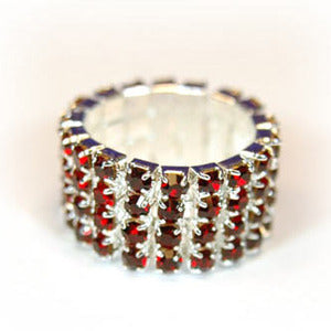 4 Row Dark Red Stretch Bridal Fashion Rhinestone Ring XR920-0
