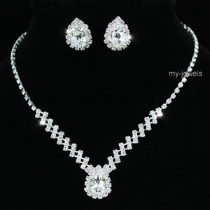 Bridal 5 Carat Crystal Necklace Earrings Set XS1193-0