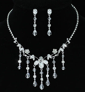 Bridal Handmade Crystal Necklace Earrings Set XS1197-0