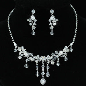 Bridal Wedding Handmade High Quality Crystal Necklace Earrings Set XS1198-0